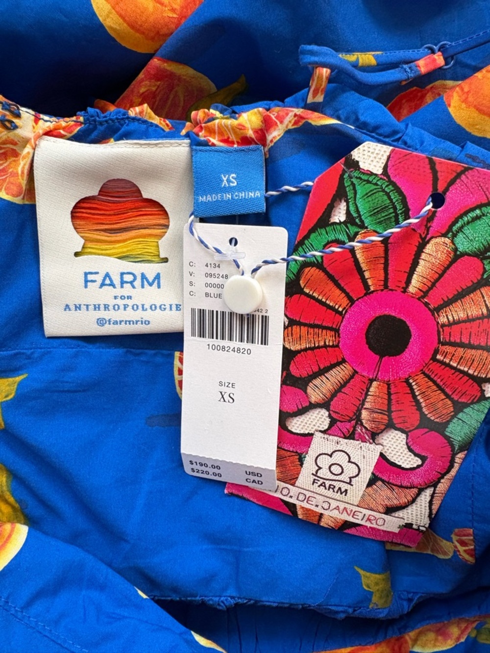 Farm Rio Blue Citrus Print Spaghetti Strap Romper - Picture 6 of 11